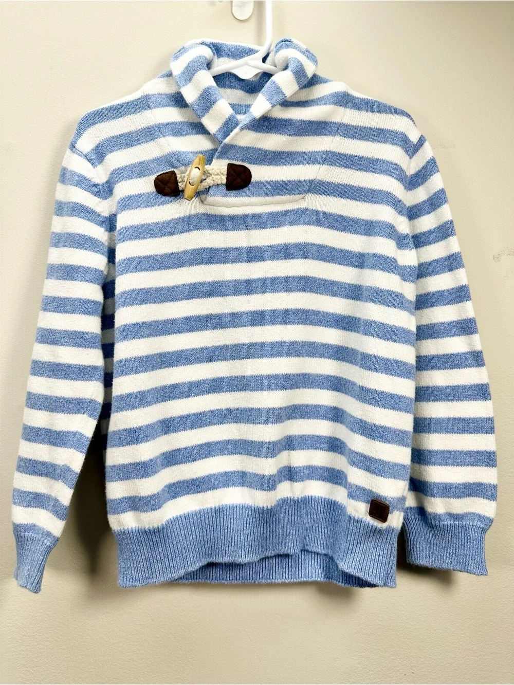 Janie and Jack Sky Stripe Shawl Collar Pullover Sweater, 4T - Picture 2 of 12